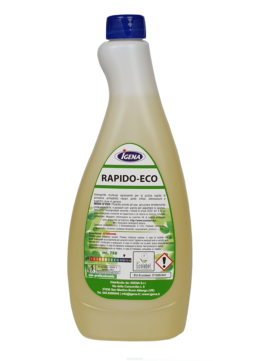 RAPIDO-ECO | Detergente pronto all'uso ECOLABEL  Per Pulire Casa